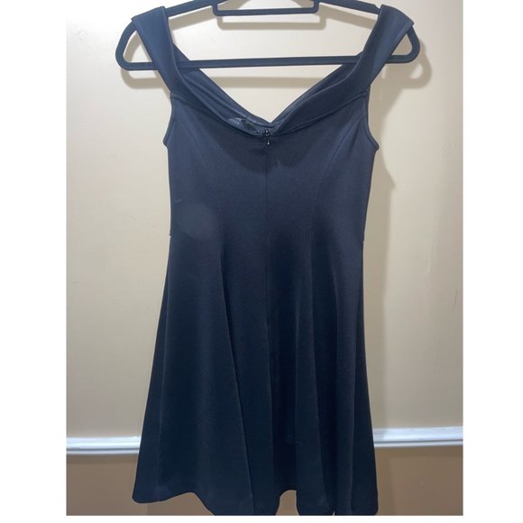 Guess Fit & Flare Black Dress with Portrait Neckline - Picture 3 of 4